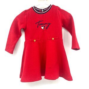 Tommy Hilfiger Red Quilted Long Sleeve Toddler Dress Size 5